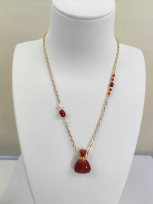 Cornelian Essential Oil Bottle Pendant | Fire Element Necklace corresponds Sweet Orange Oil