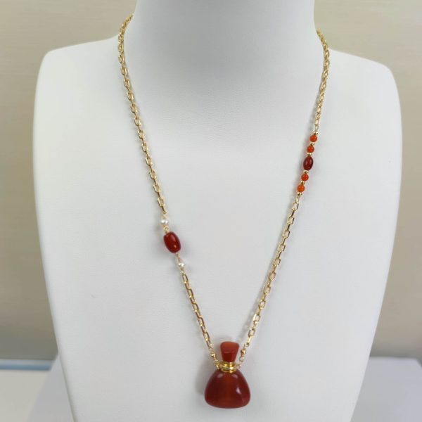 Cornelian Essential Oil Bottle Pendant | Fire Element Necklace corresponds Sweet Orange Oil