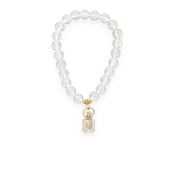 Clear Quartz Essential Oil Bottle Charm Bracelet | Metal Element Earrings corresponds Rosemary Oil