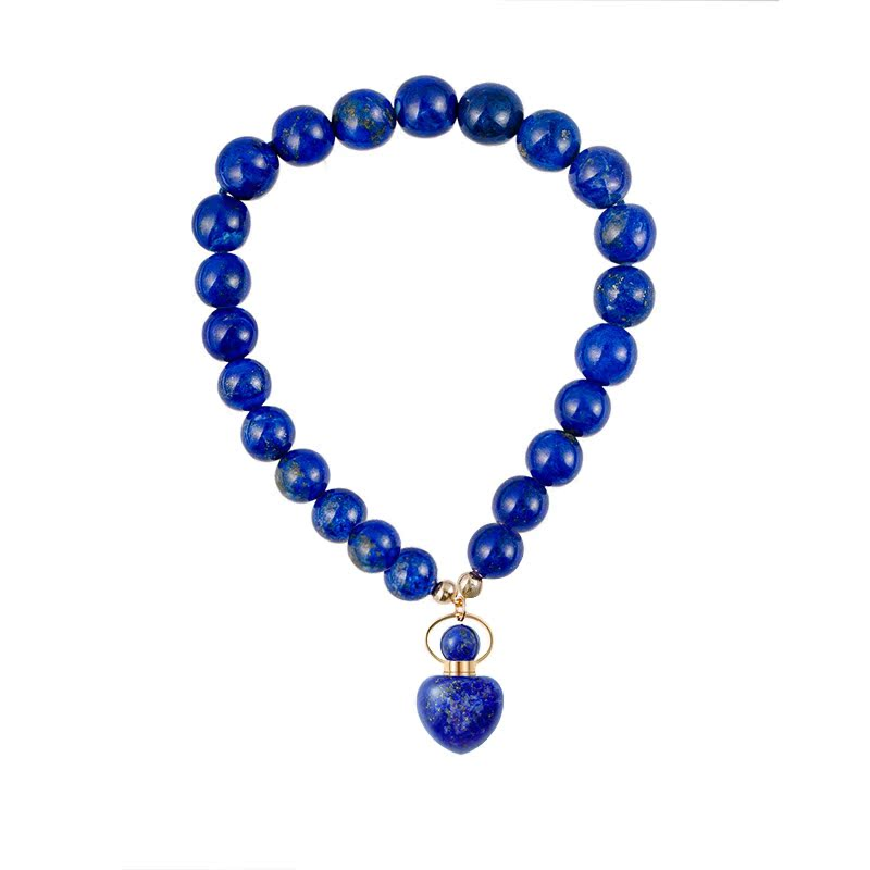 Second image of Lapis Lazuli Essential Oil Bottle Charm Braelet | Water Element Bracelet corresponds Frankincense Oil