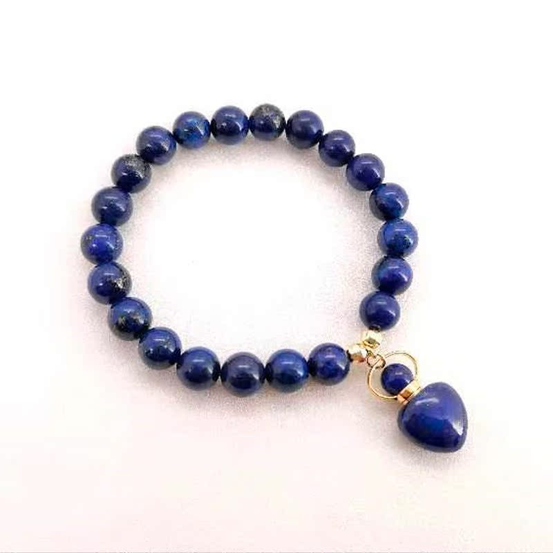 Lapis Lazuli Essential Oil Bottle Charm Braelet | Water Element Bracelet corresponds Frankincense Oil