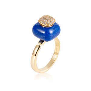 Lapis Lazuli Essential Oil Bottle Ring | Water Element Ring corresponds Frankincense Oil