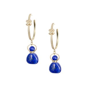 Lapis Lazuli Essential Oil Bottle Charm Earrings | Water Element Necklace corresponds Frankincense Oil