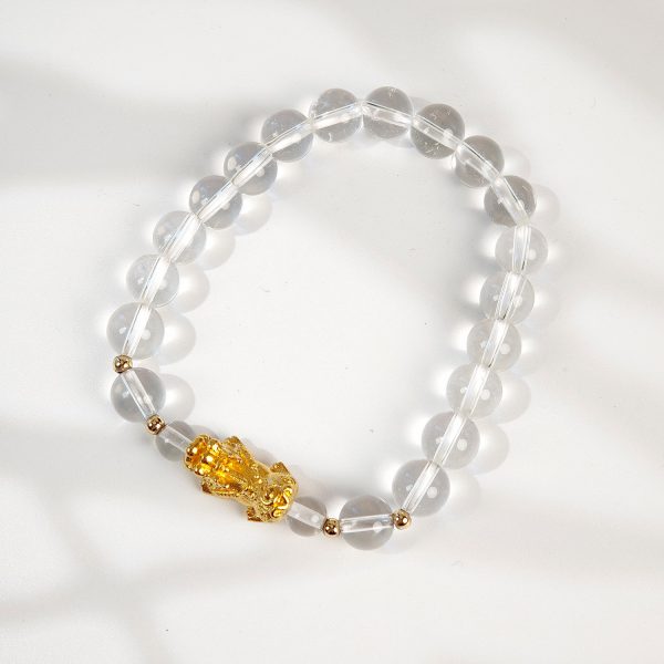 Pixiu Wealth Bracelet | Clear Crystal Beaded Feng Shui Bangle