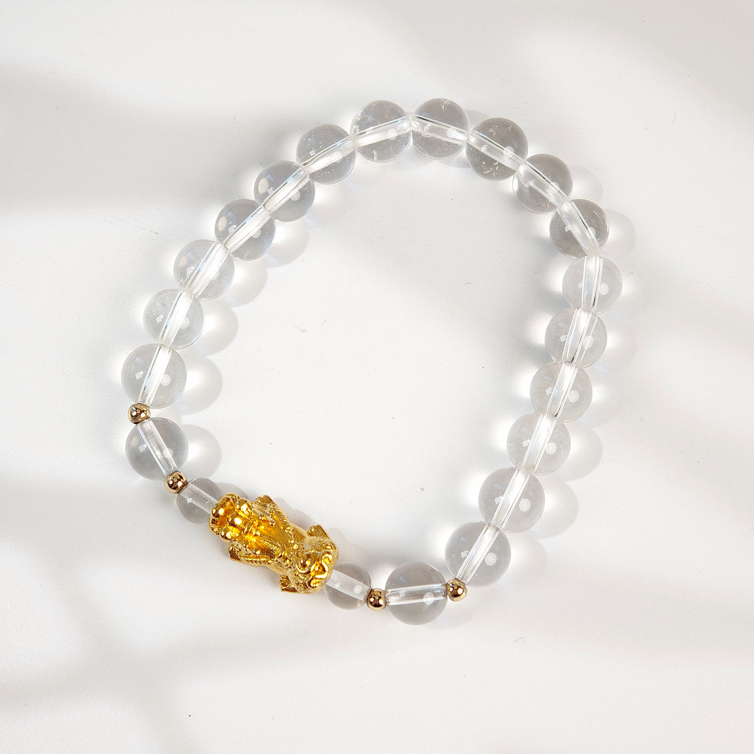 Pixiu Wealth Bracelet | Clear Crystal Beaded Feng Shui Bangle